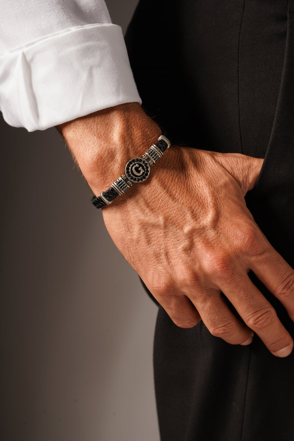 Black Leather G Bracelet