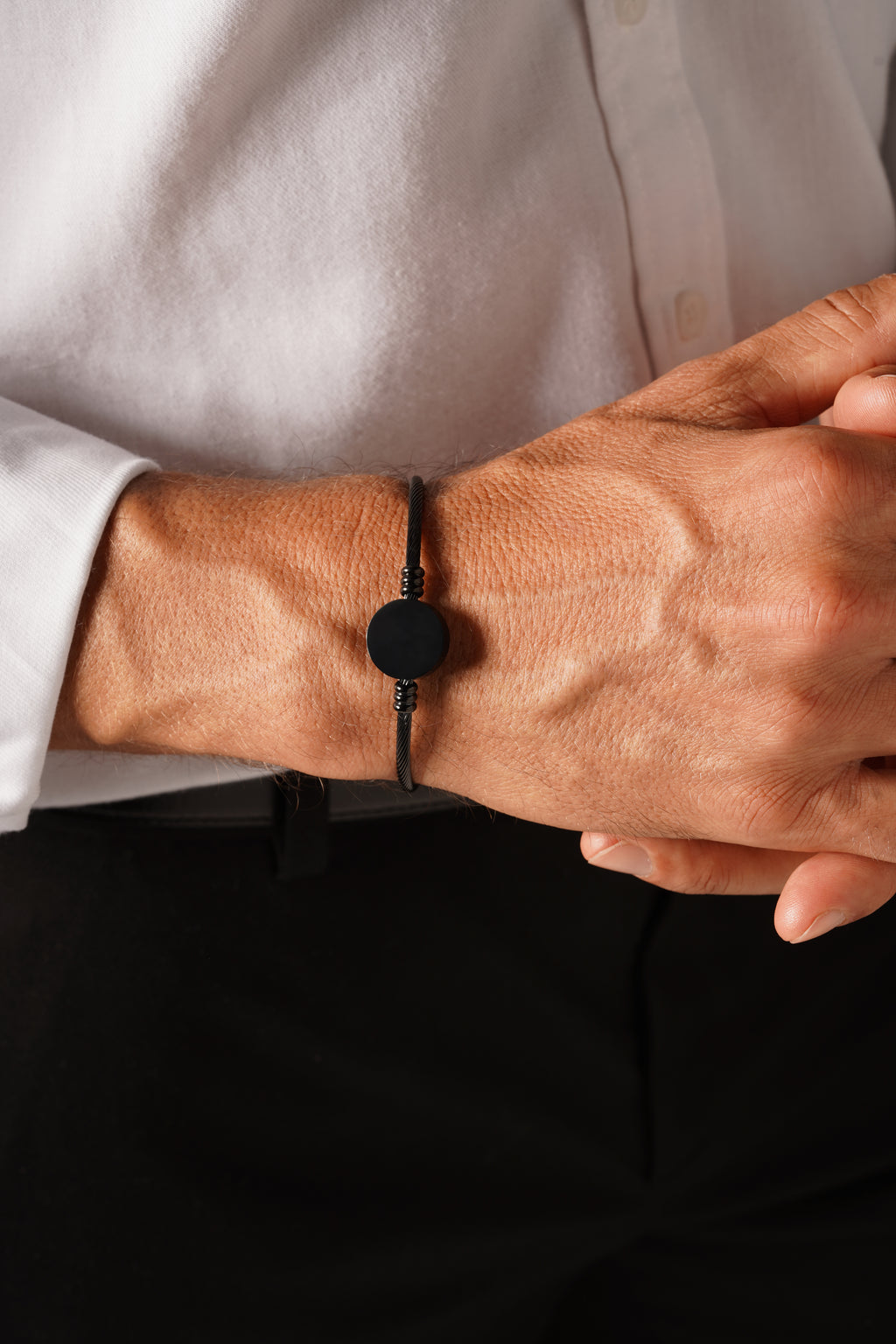 Black Cable Cuff Bracelet