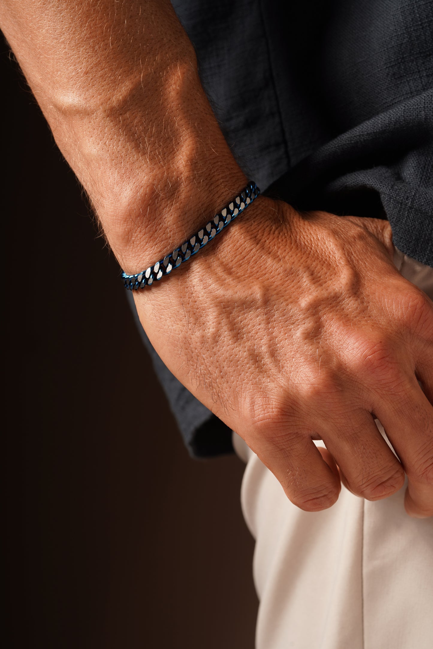 Blue Steel Chain Bracelet