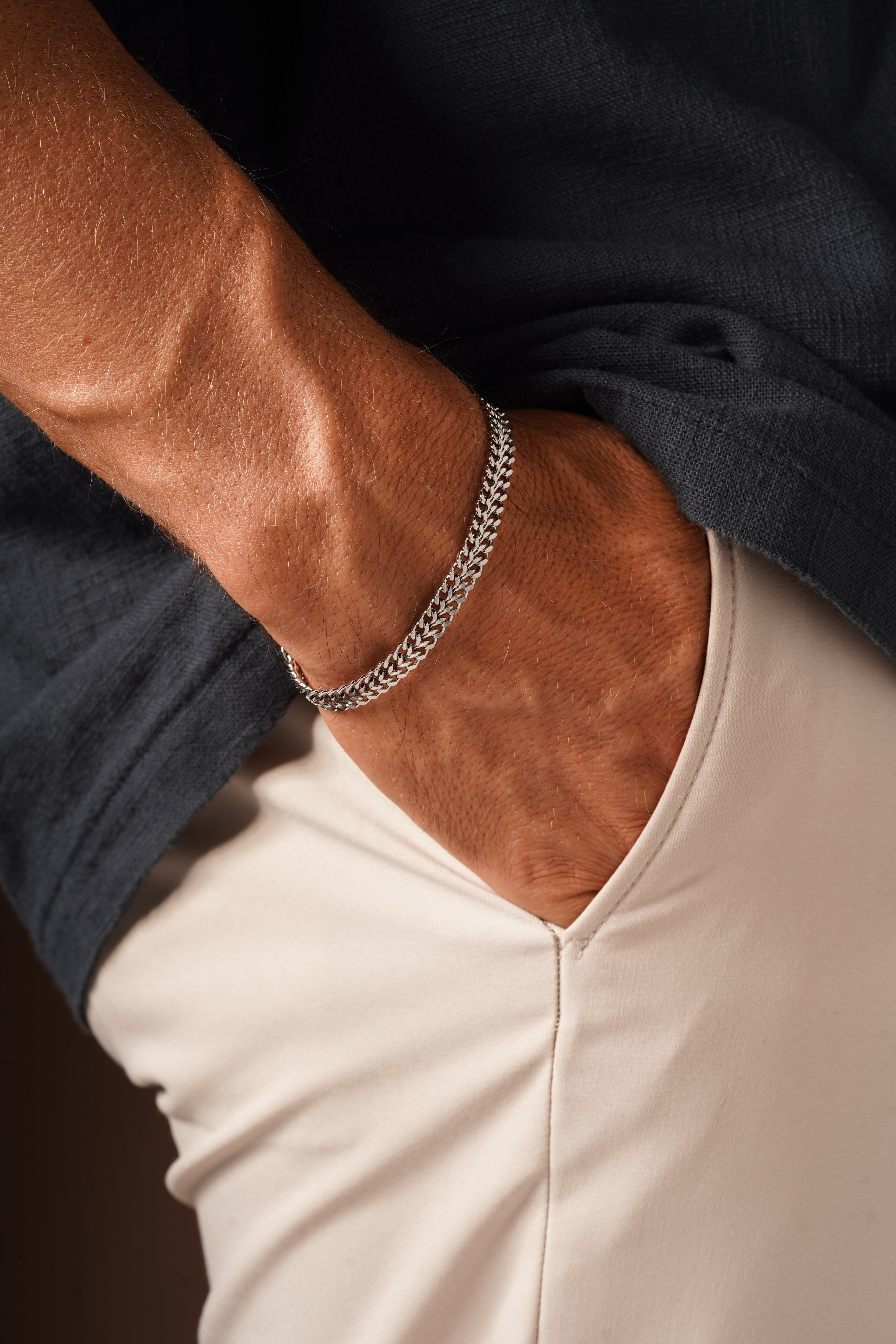 Silver Woven Chain Bracelet