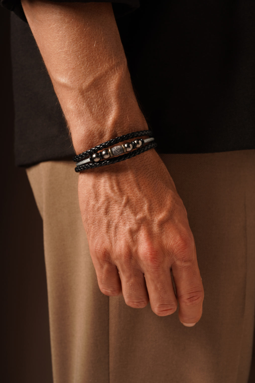 Black Braided Steel Bracelet