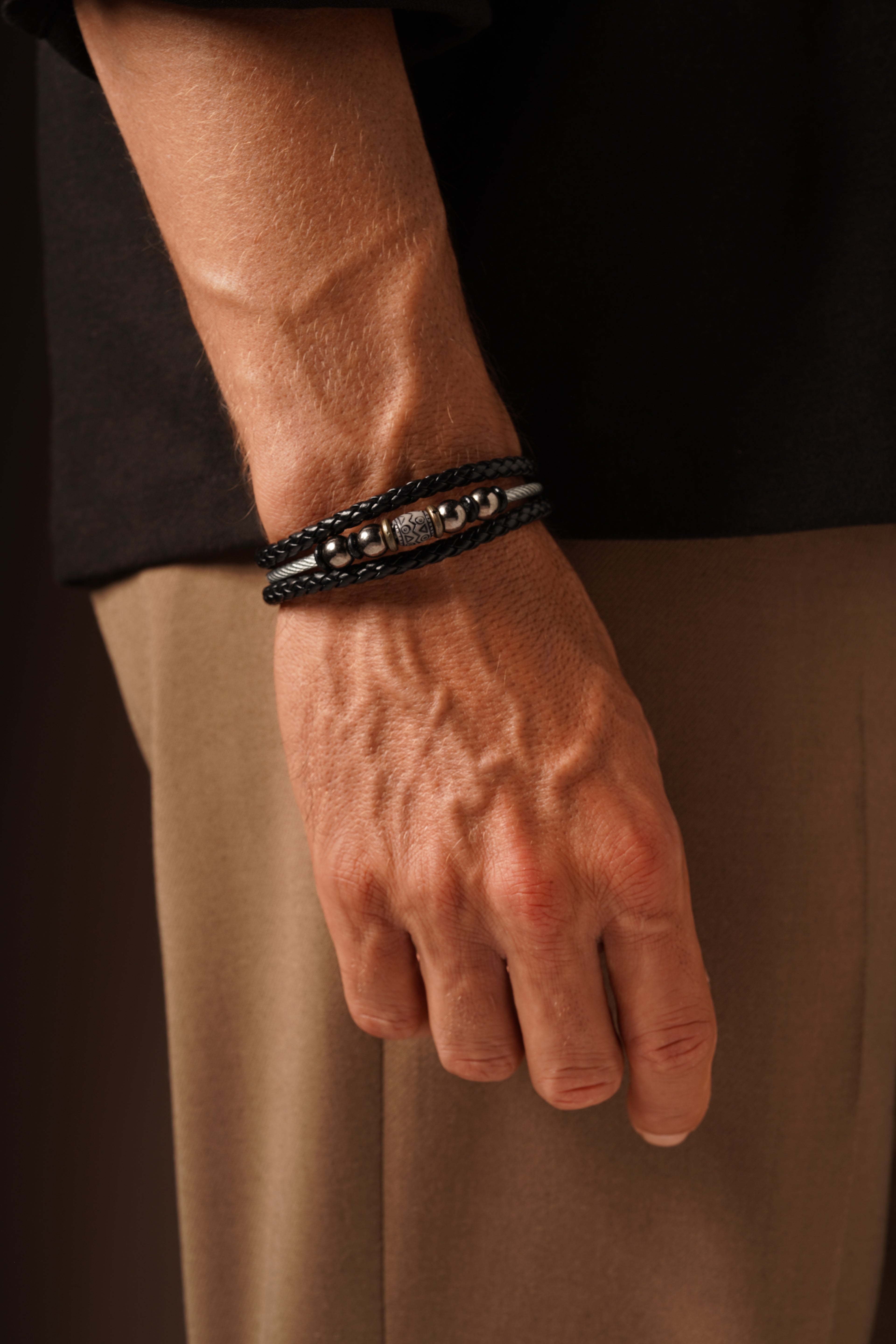 Black Braided Steel Bracelet