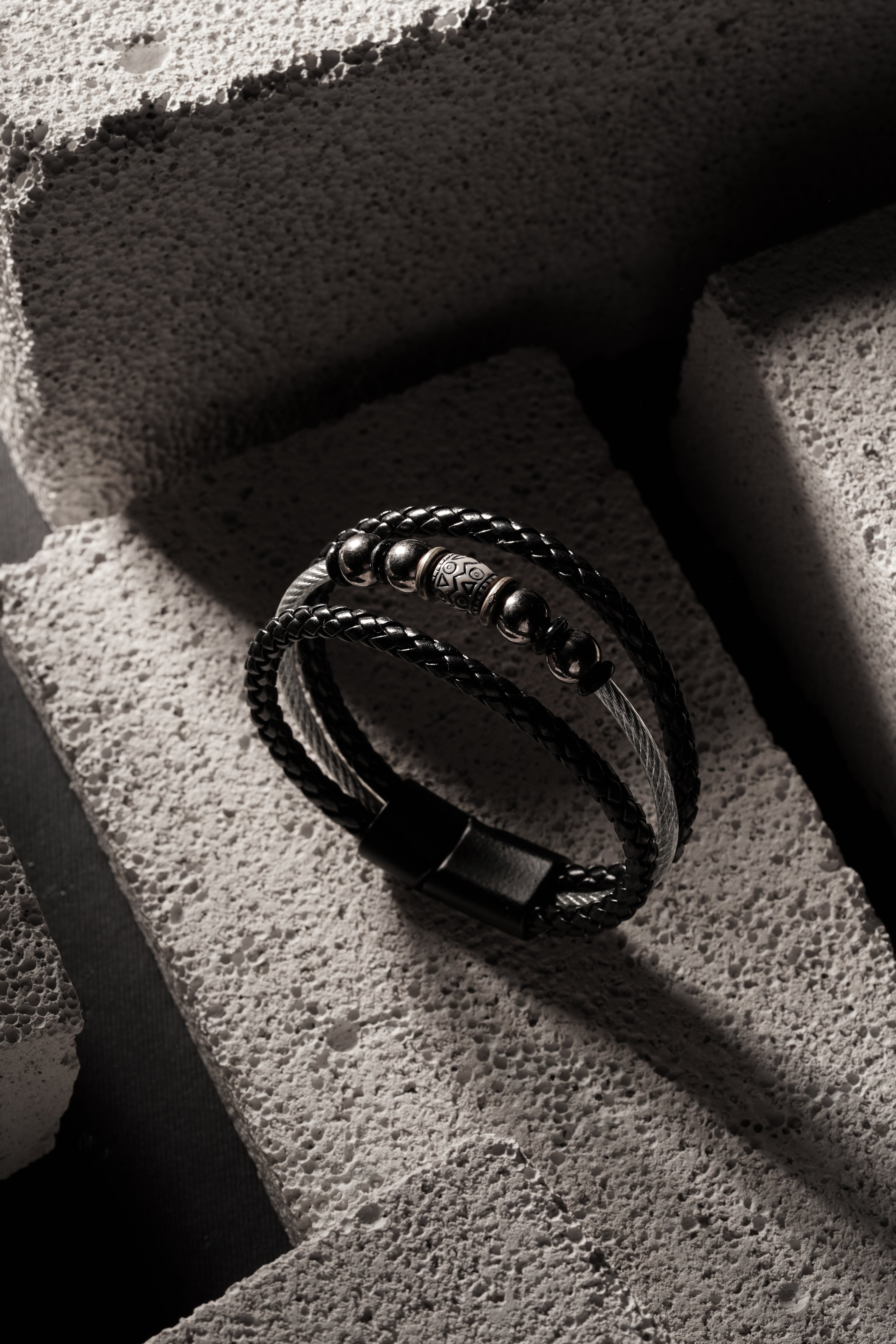 Black Braided Steel Bracelet