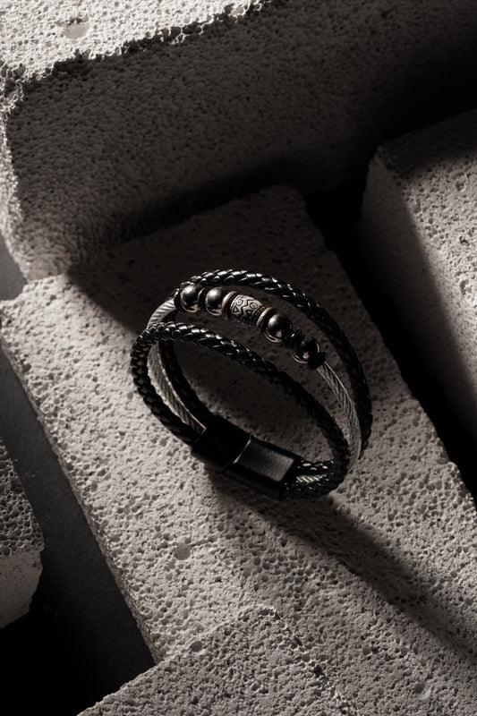 Black Braided Steel Bracelet