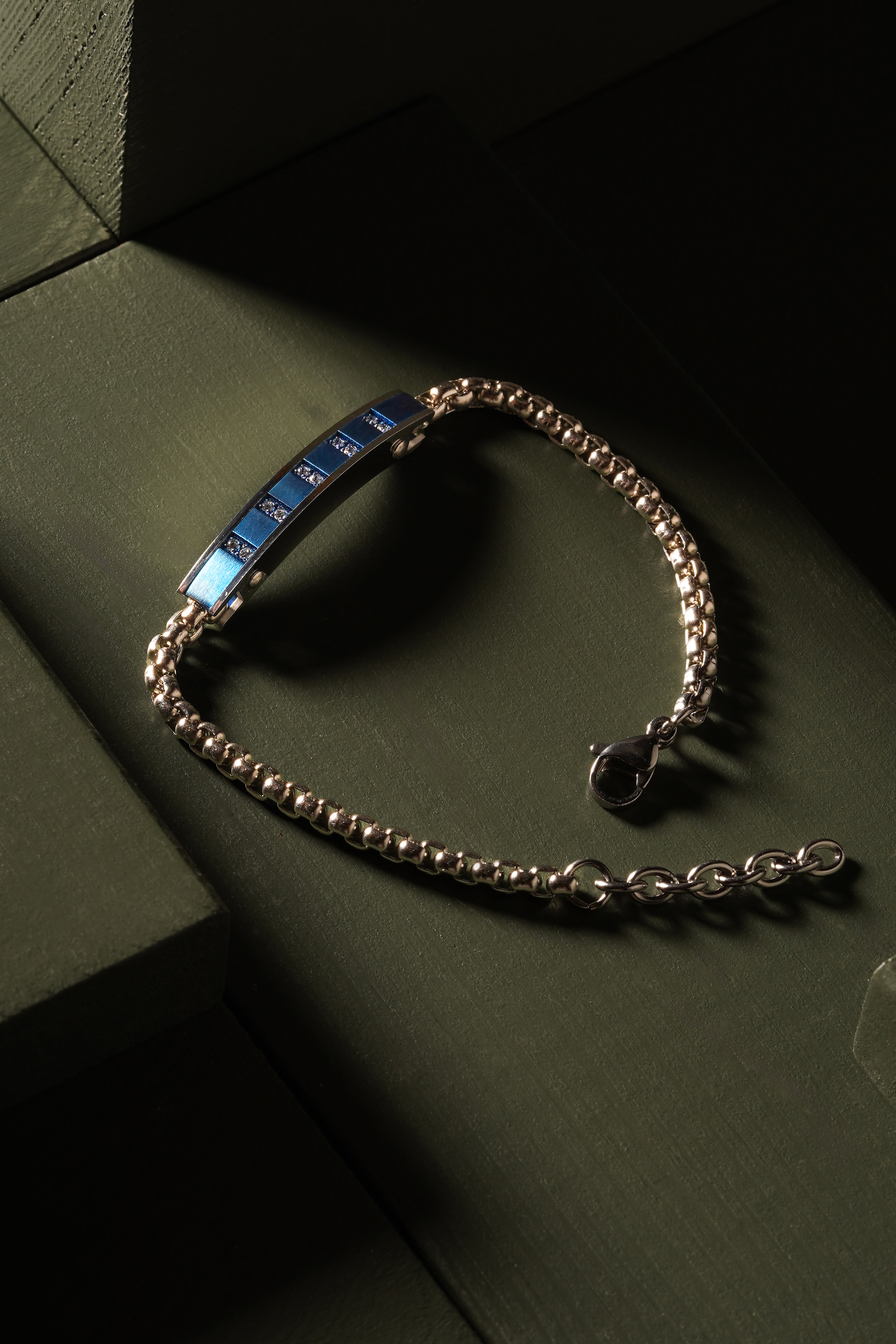 Blue Stripe Steel Bracelet