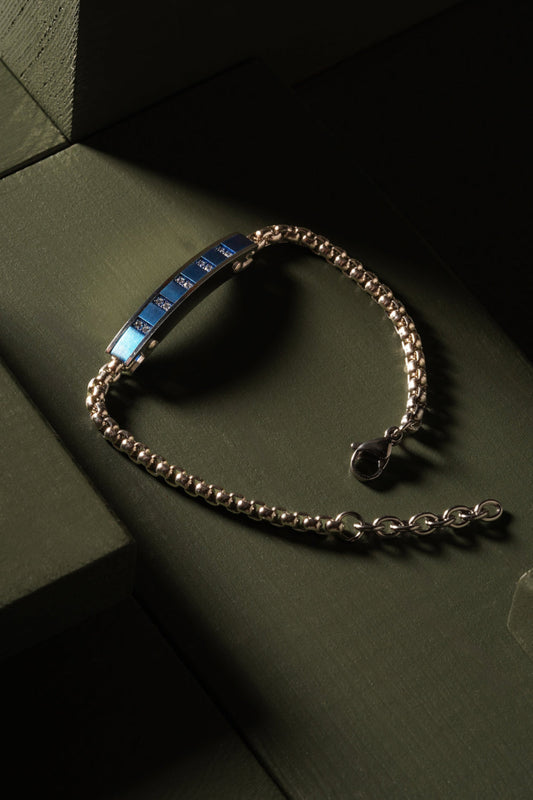 Blue Stripe Steel Bracelet