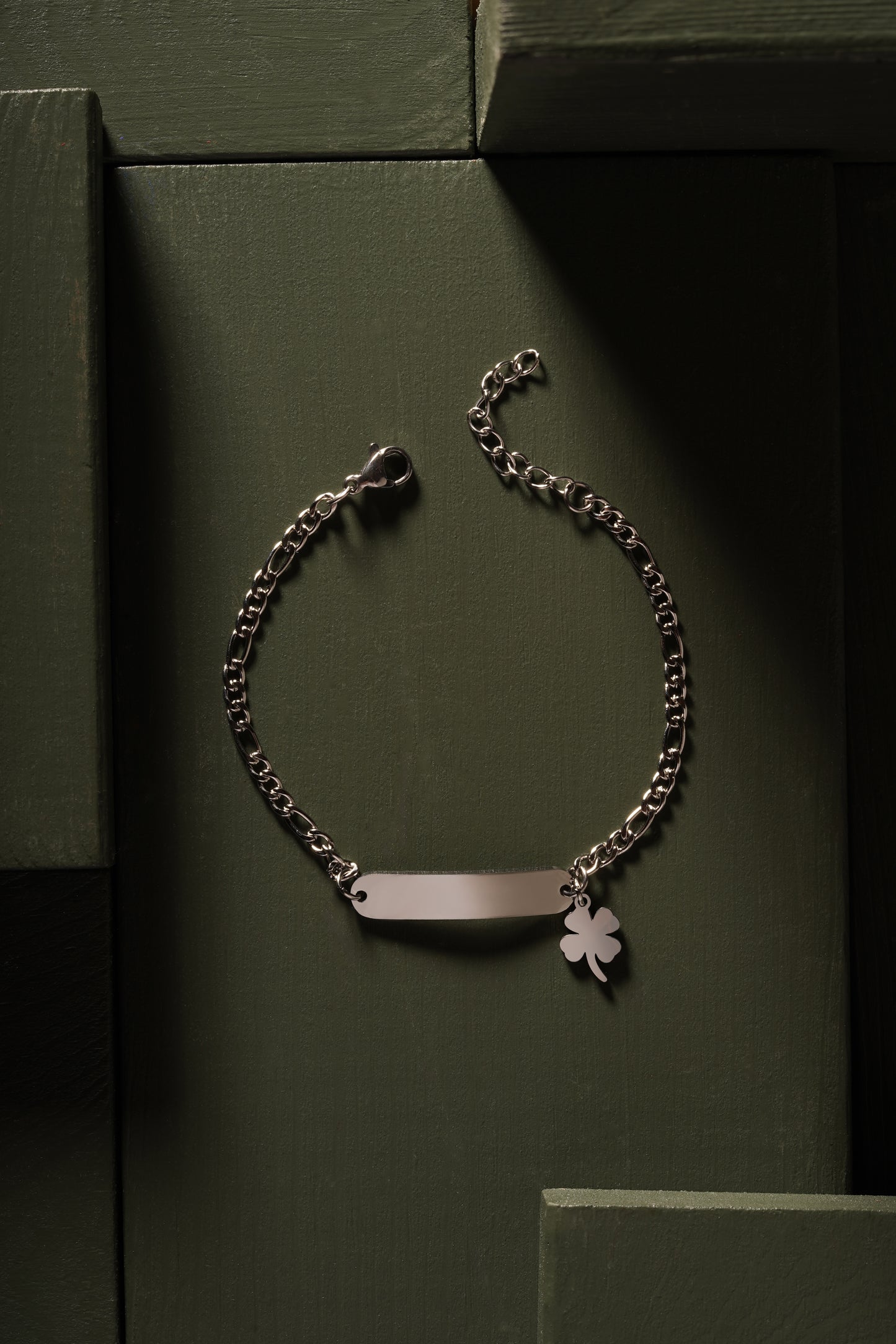 Silver Clover ID Bracelet