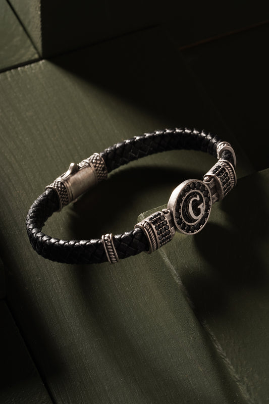 Black Leather G Bracelet