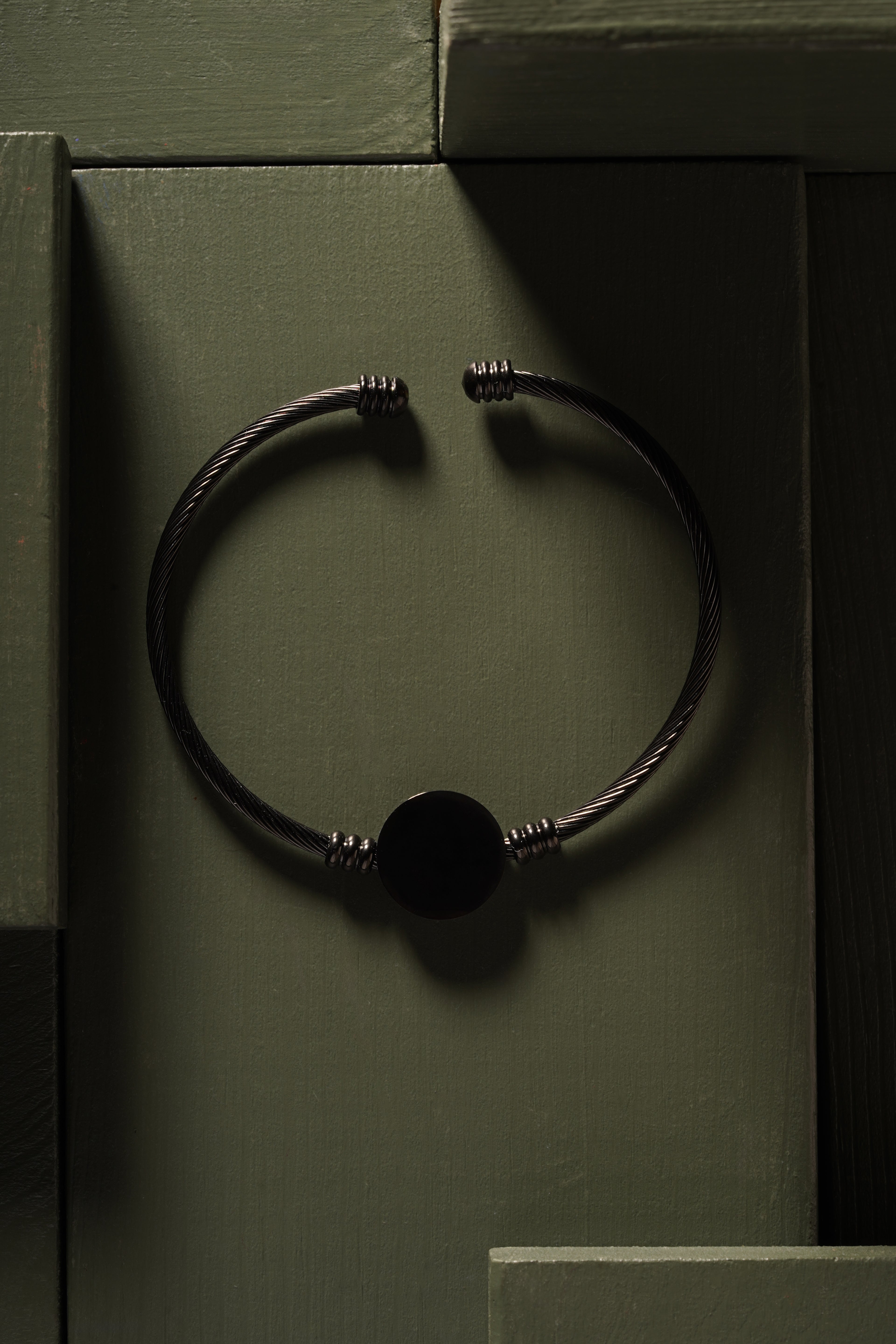 Black Cable Cuff Bracelet